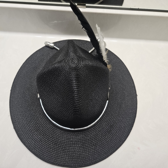 Classic Black "Major Payne" Sergant/Campaign Hat with removable hat feathers,etc - Picture 2 of 10